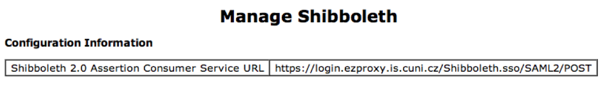 Manage Shibboleth – webové rozhraní EZproxy pro správu Shibbolethu